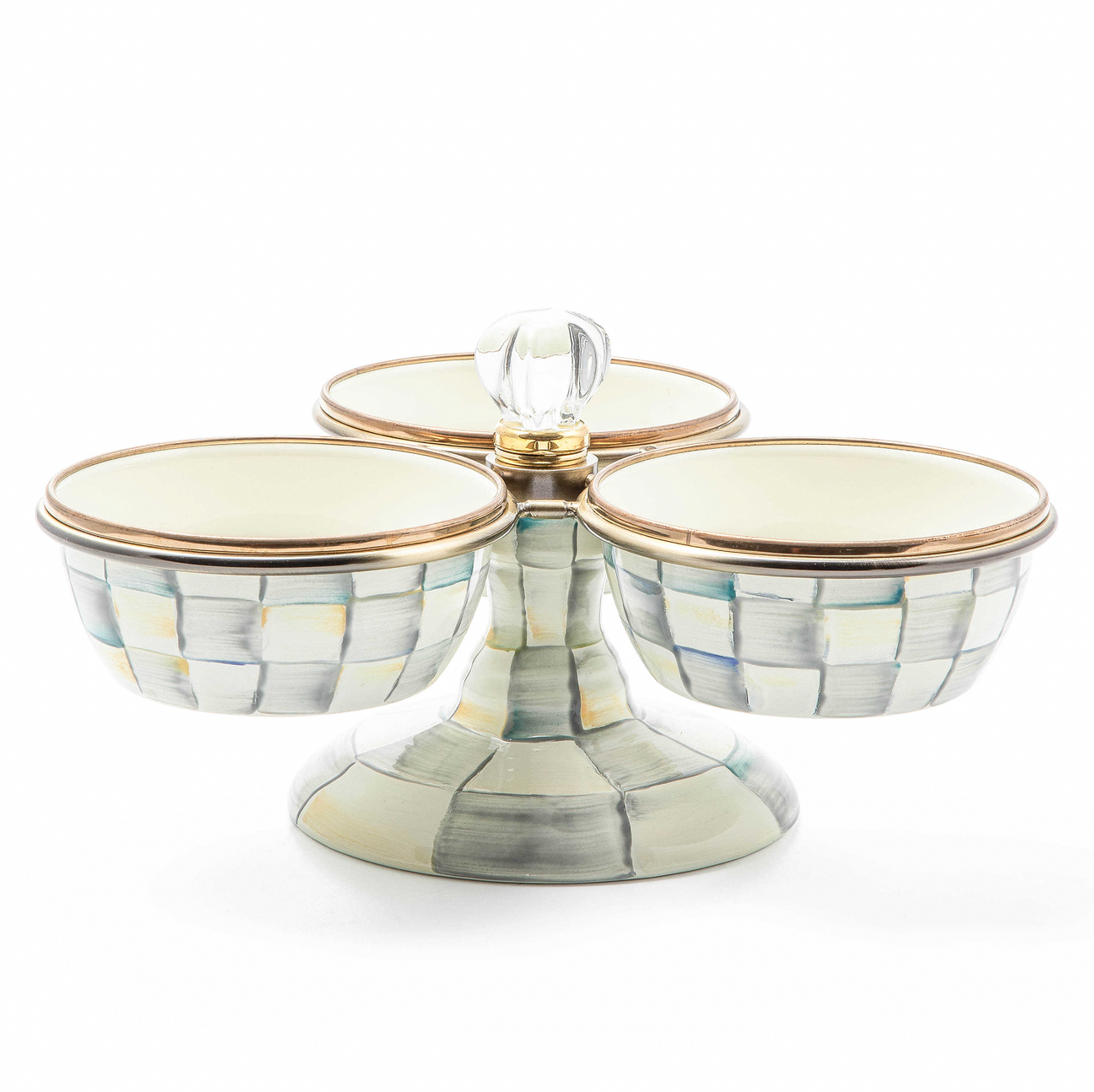 MacKenzie Childs Sterling Check Enamel Triplicity
