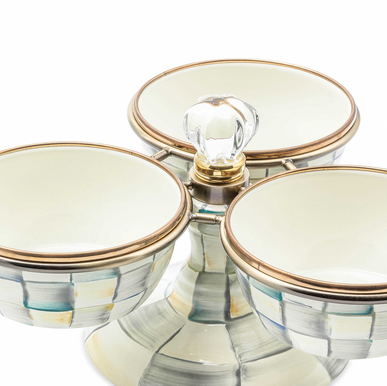 MacKenzie Childs Sterling Check Enamel Triplicity