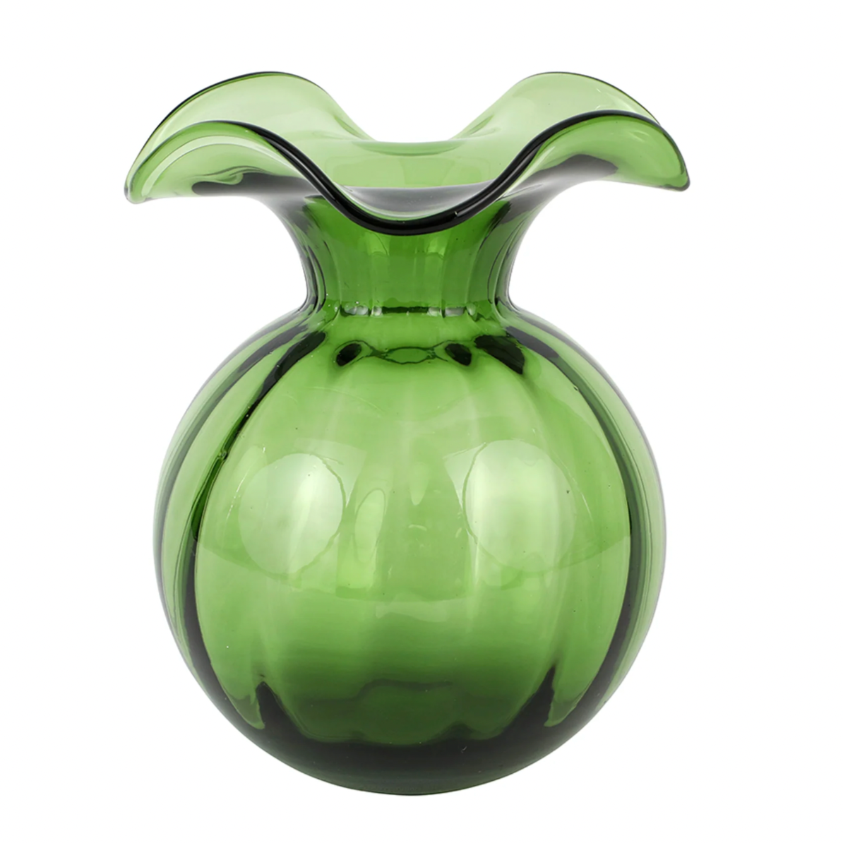 VIETRI Hibiscus Glass Dark Green Medium Vase