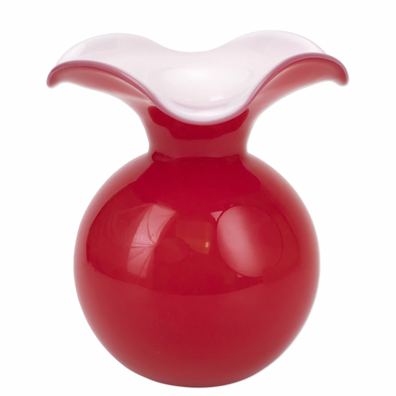 VIETRI Hibiscus Glass Red Vase, Medium