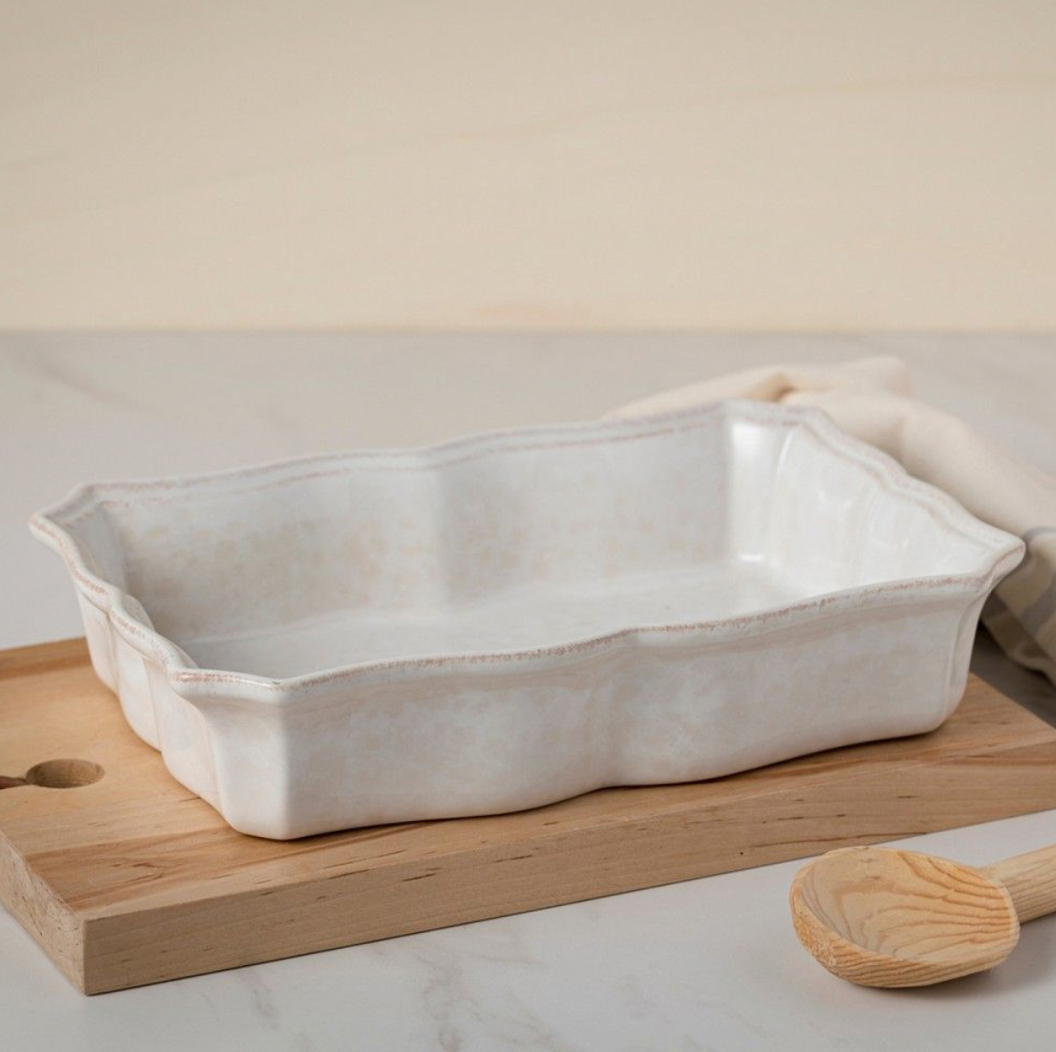 Casafina Impressions Rectangular Baker, White