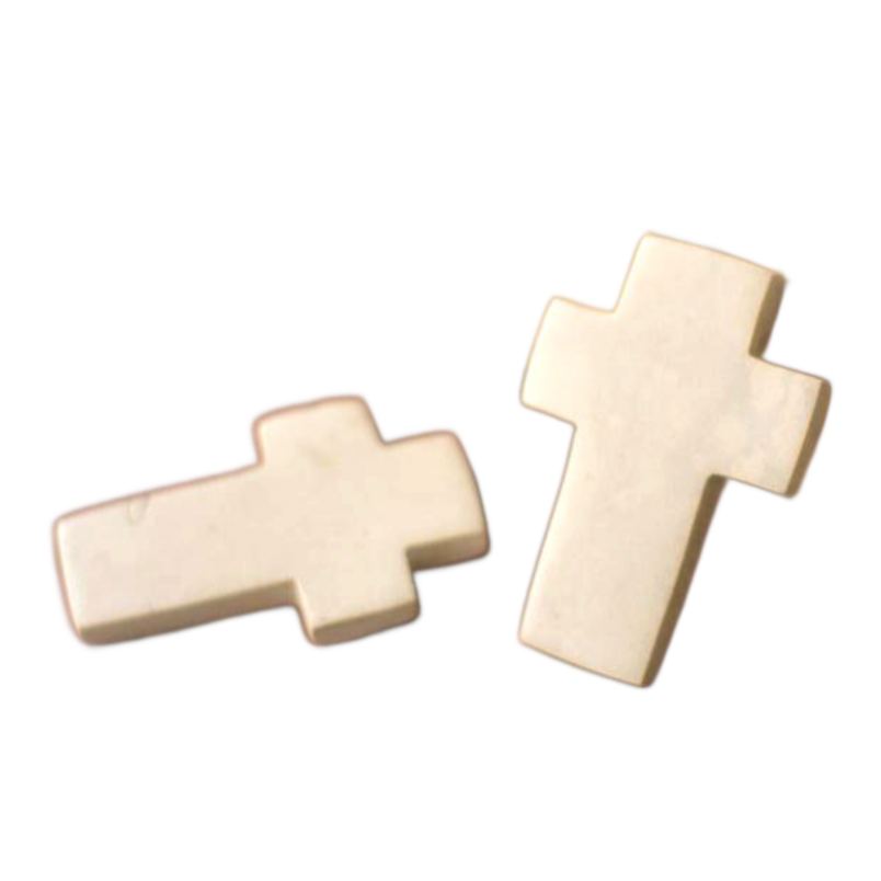 Hand-Carved Stone Cross, White