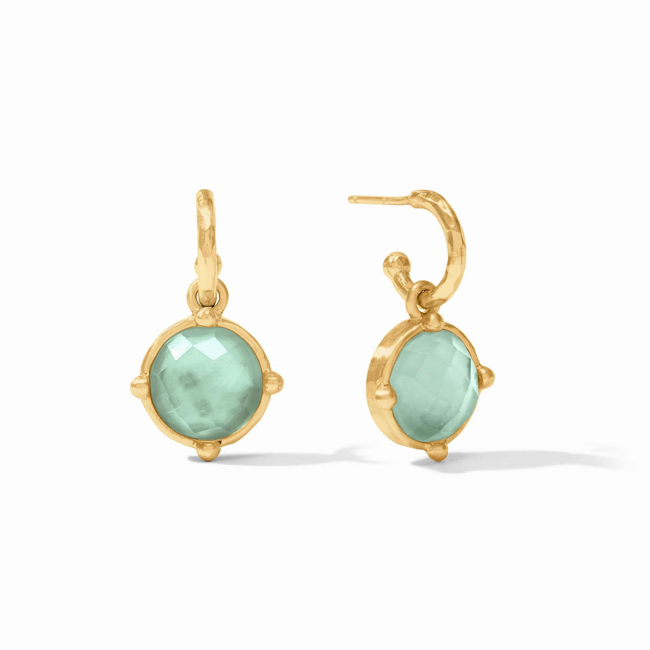 Julie Vos Honeybee Hoop & Charm Earring, Aquamarine Blue