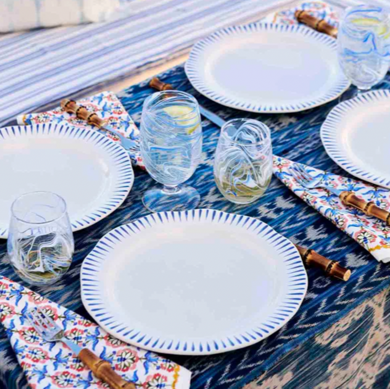 Juliska Sitio Stripe Delft Blue Dinner Plate