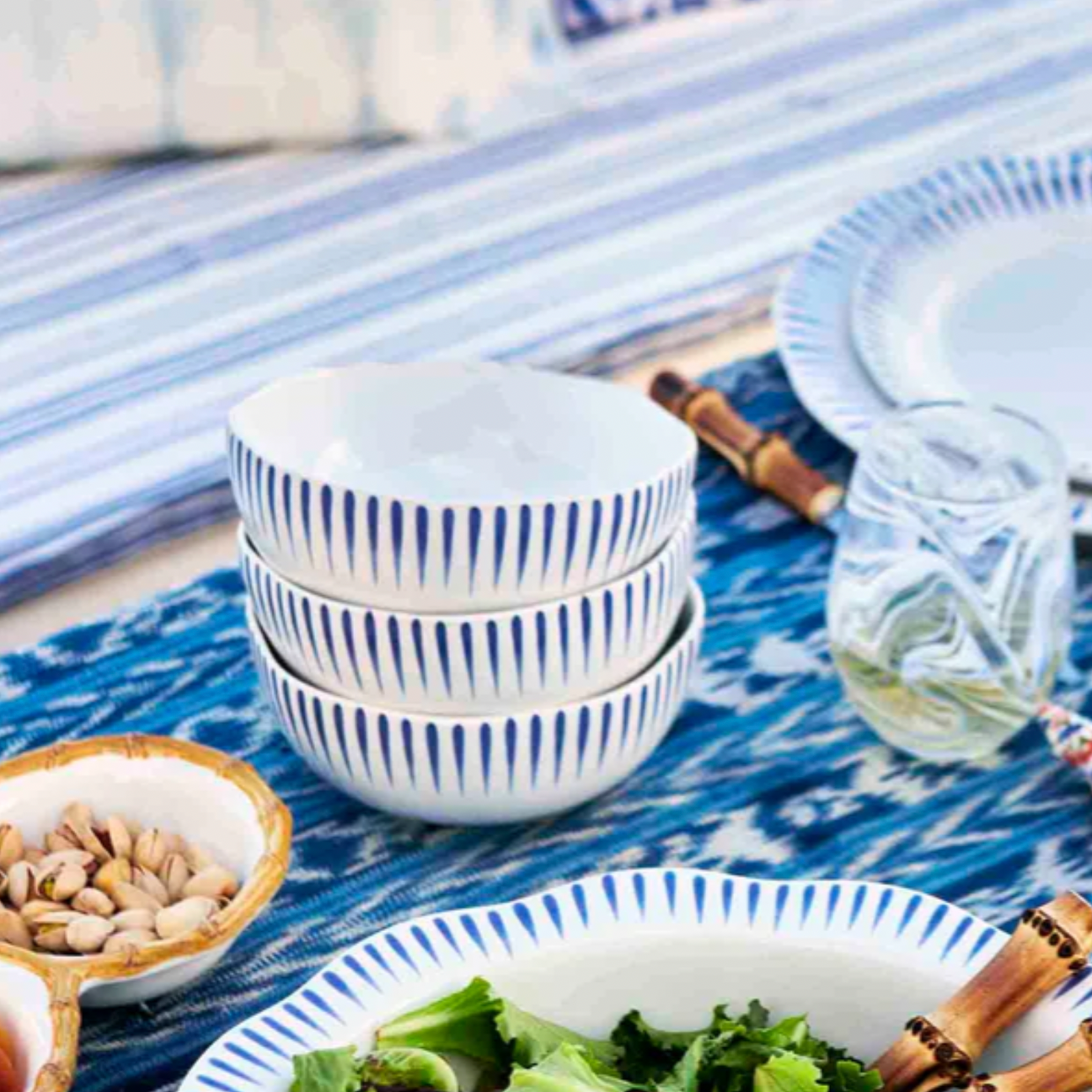 Juliska Sitio Stripe Delft Blue Cereal/Ice Cream Bowl