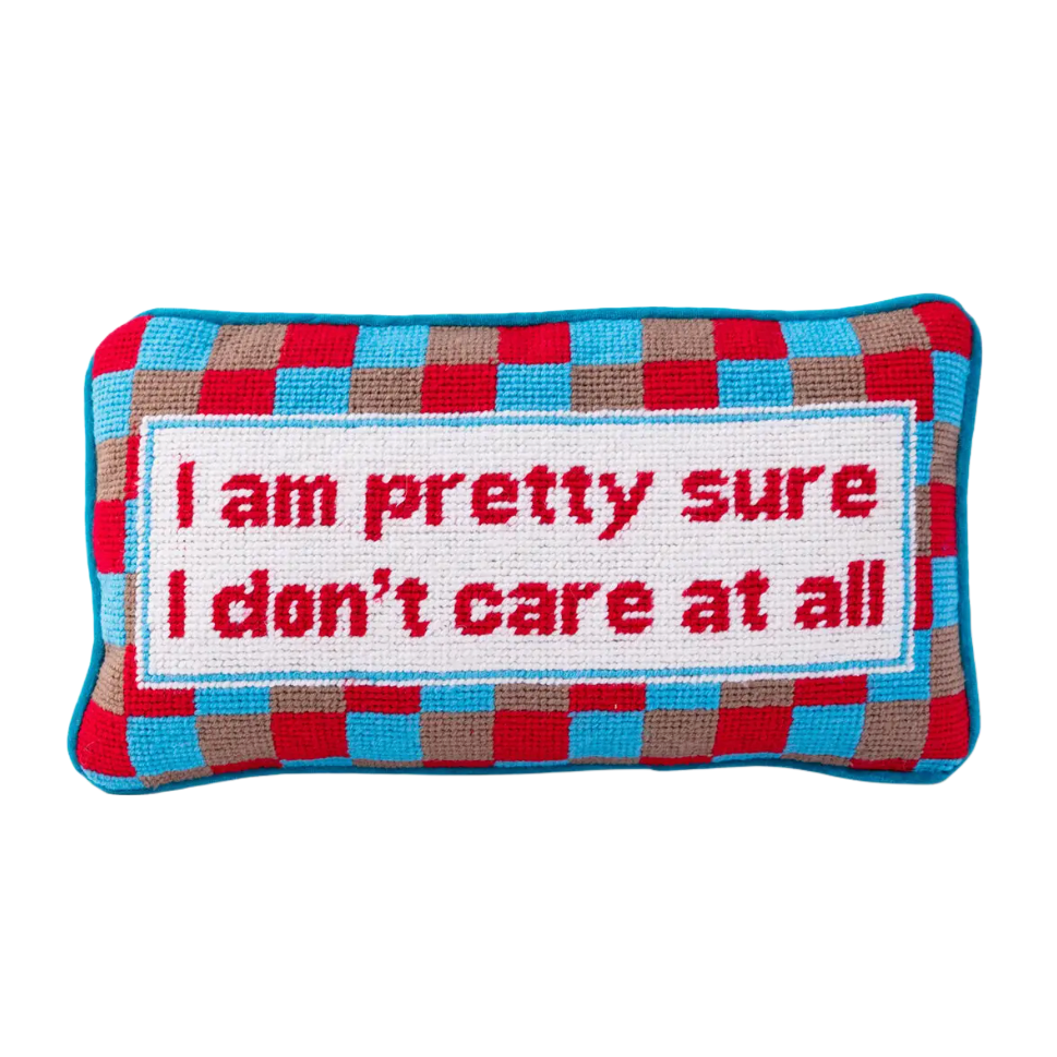 Don't Care Needlepoint Pillow