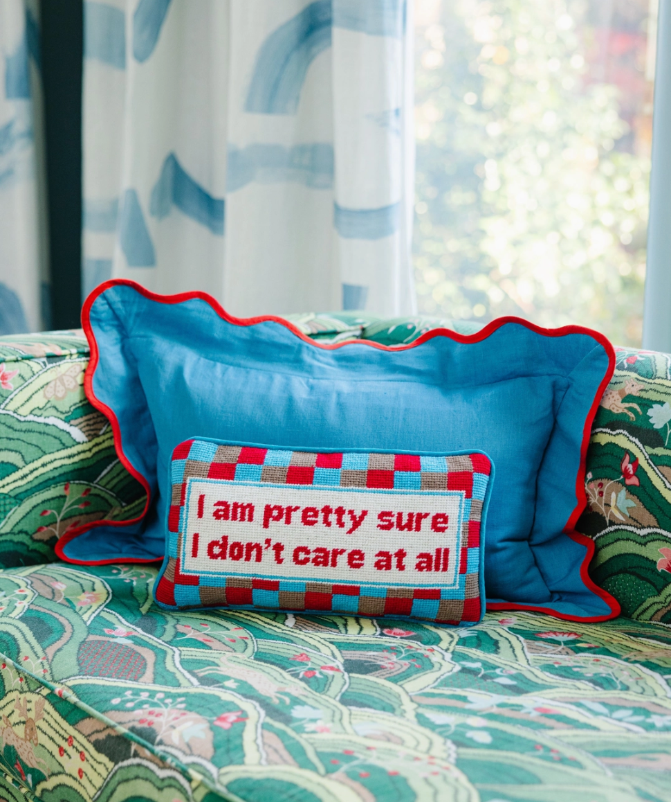 Don't Care Needlepoint Pillow
