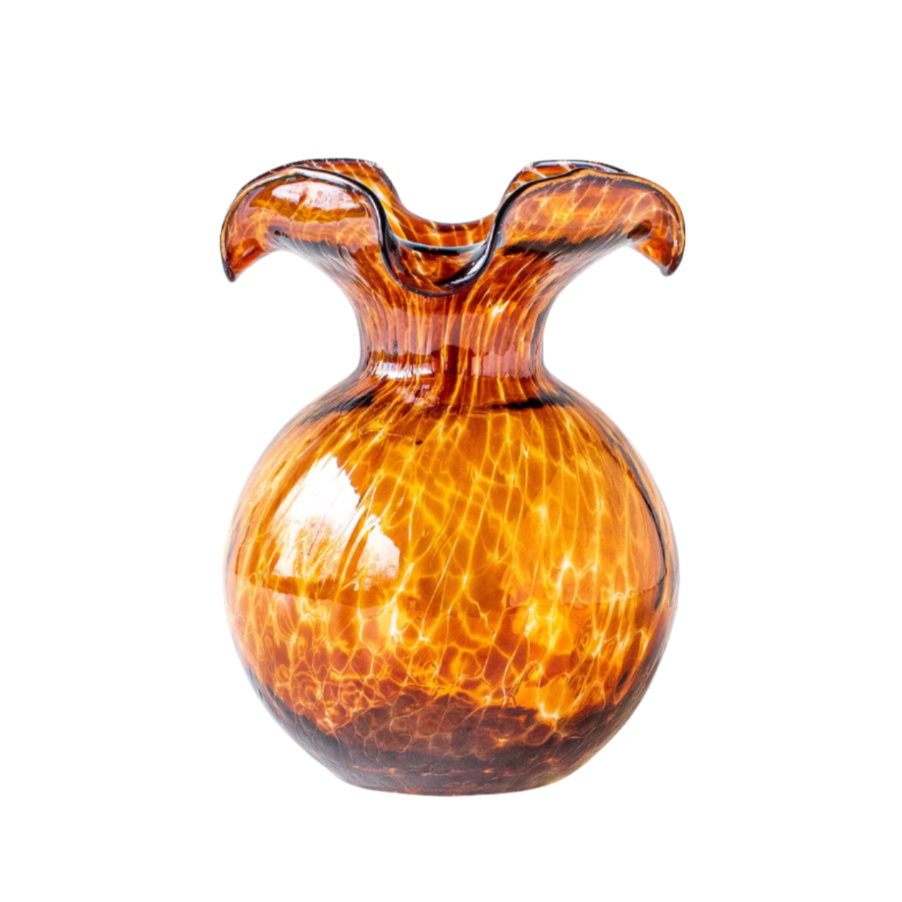 VIETRI Hibiscus Glass Brown Tortoiseshell Bud Vase