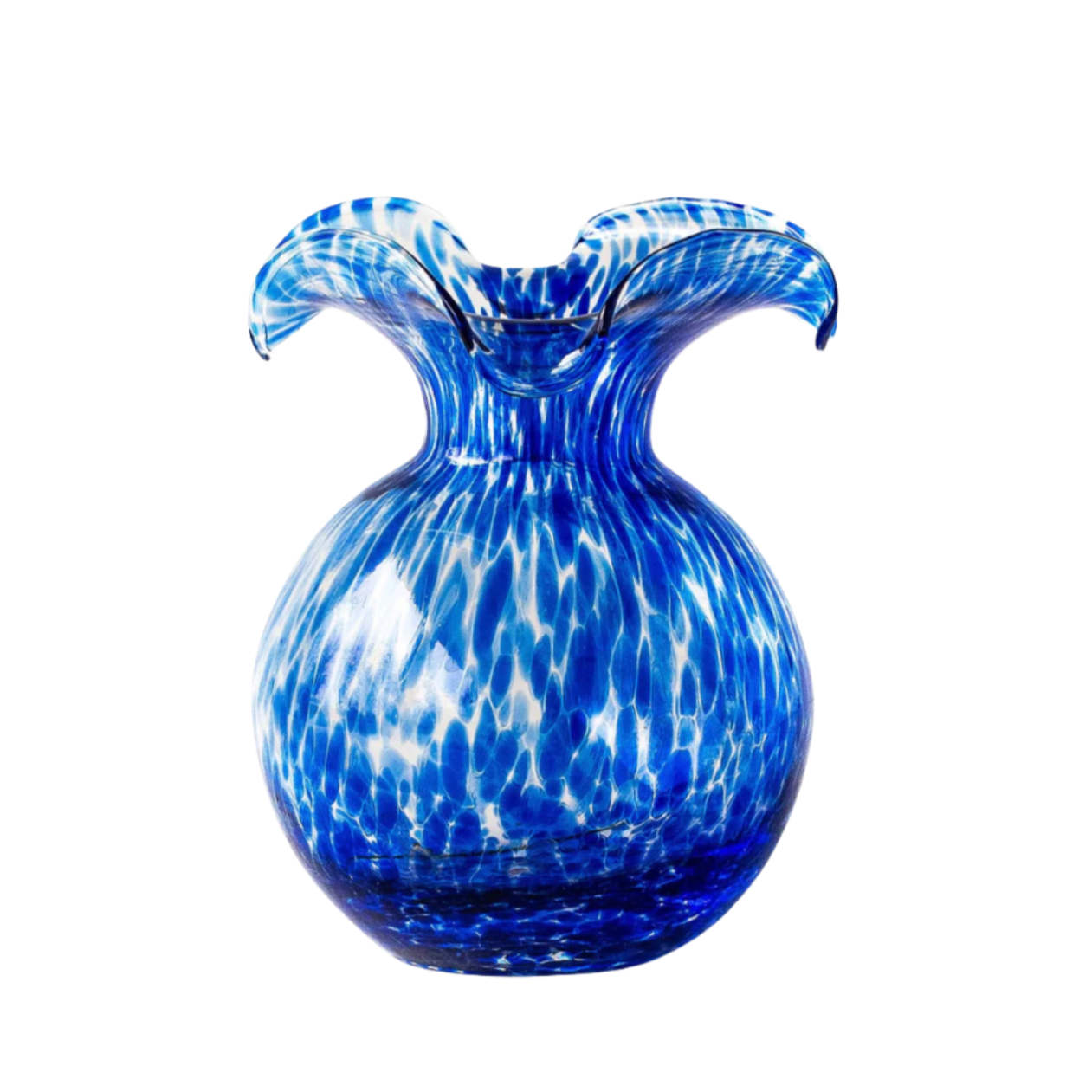 VIETRI Hibiscus Glass Cobalt Tortoiseshell Bud Vase