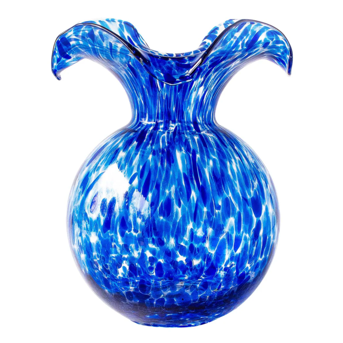 VIETRI Hibiscus Cobalt Tortoiseshell Glass Vase, Medium