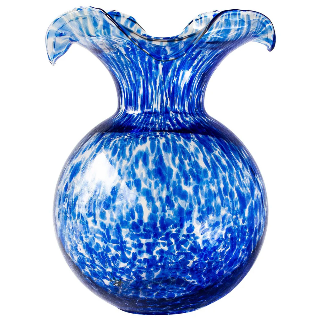 VIETRI Hibiscus Cobalt Tortoiseshell Glass Vase, Large