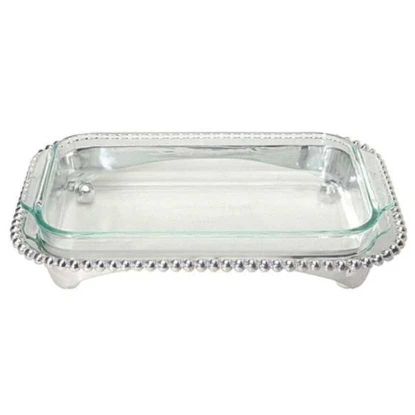 Mariposa Pearled Oblong Casserole Caddy with 3-Quart Pyrex