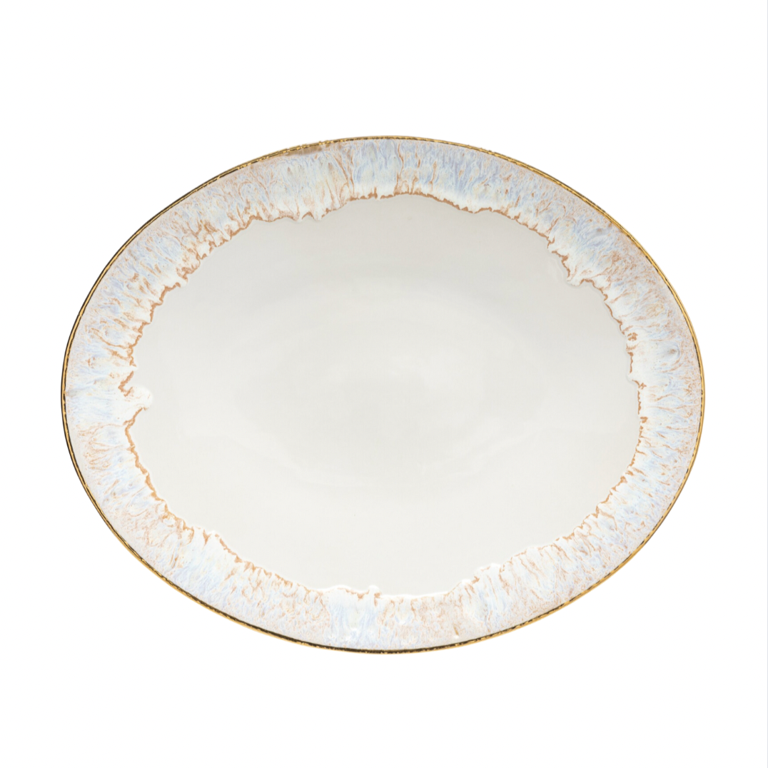 Casafina Taormina Oval Platter, White with Gold