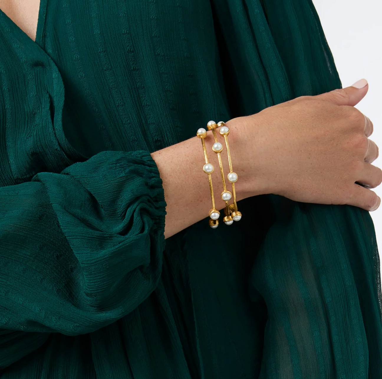 Julie Vos Milano Luxe Bangle Gold, Iridescent London Blue
