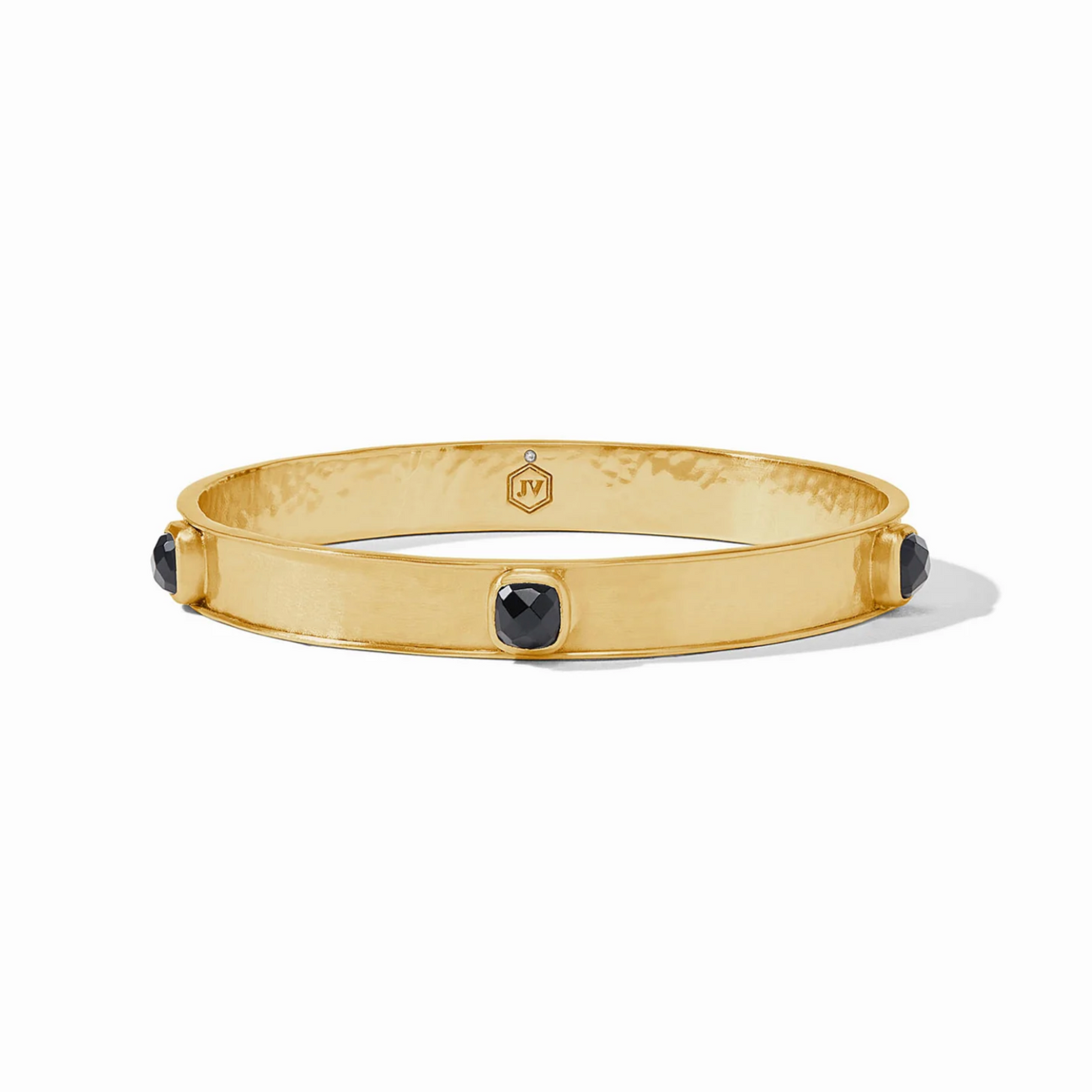 Julie Vos Catalina Stone Bangle, Iridescent Obsidian Black
