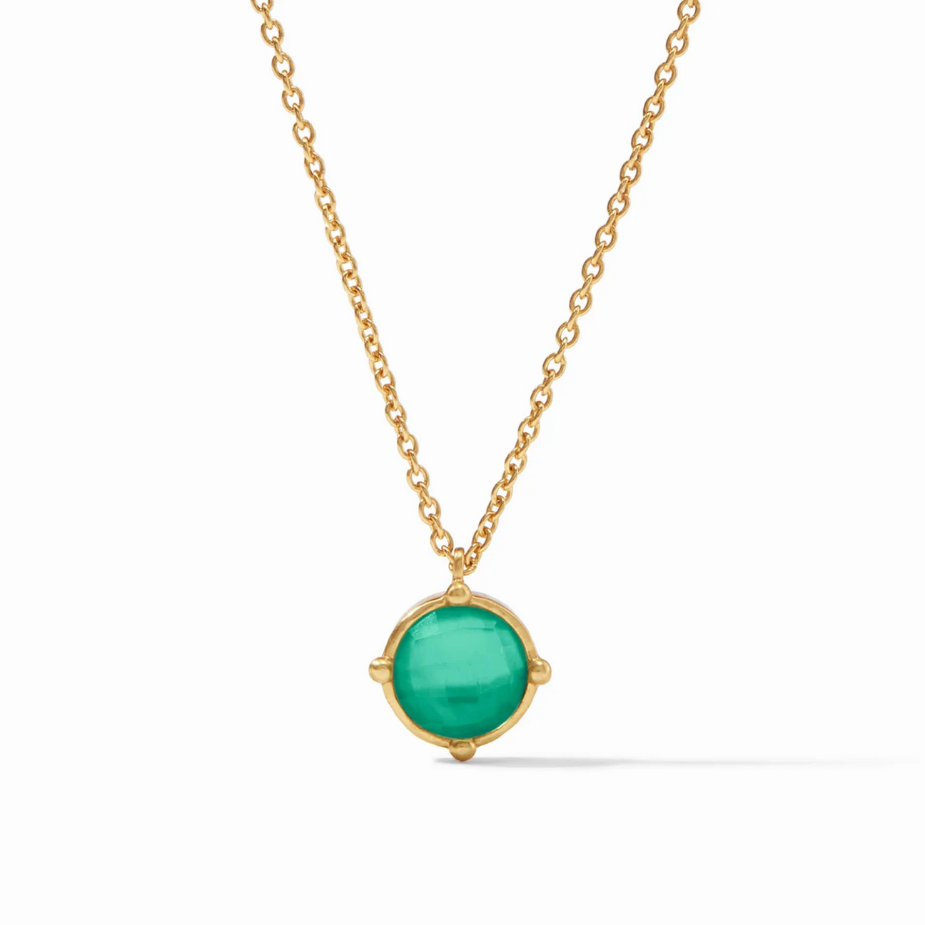 Julie Vos Honeybee Solitaire Necklace, Iridescent Emerald Green