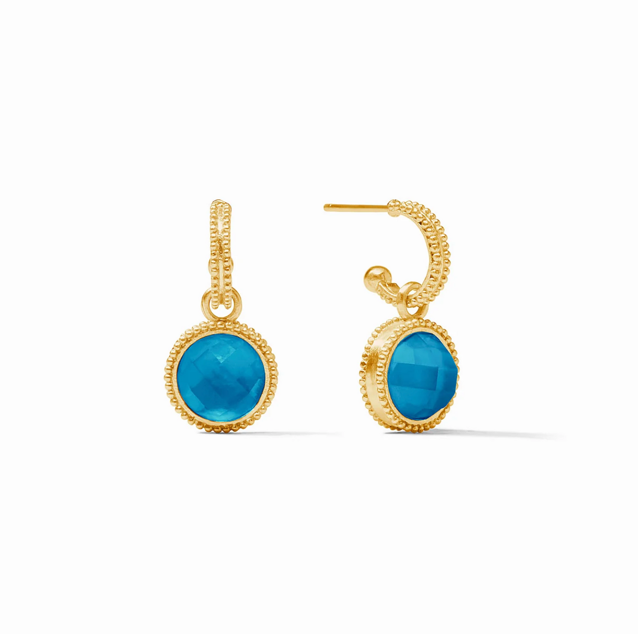 Julie Vos Fleur de Lis Hoop & Charm Earring, Iridescent London Blue