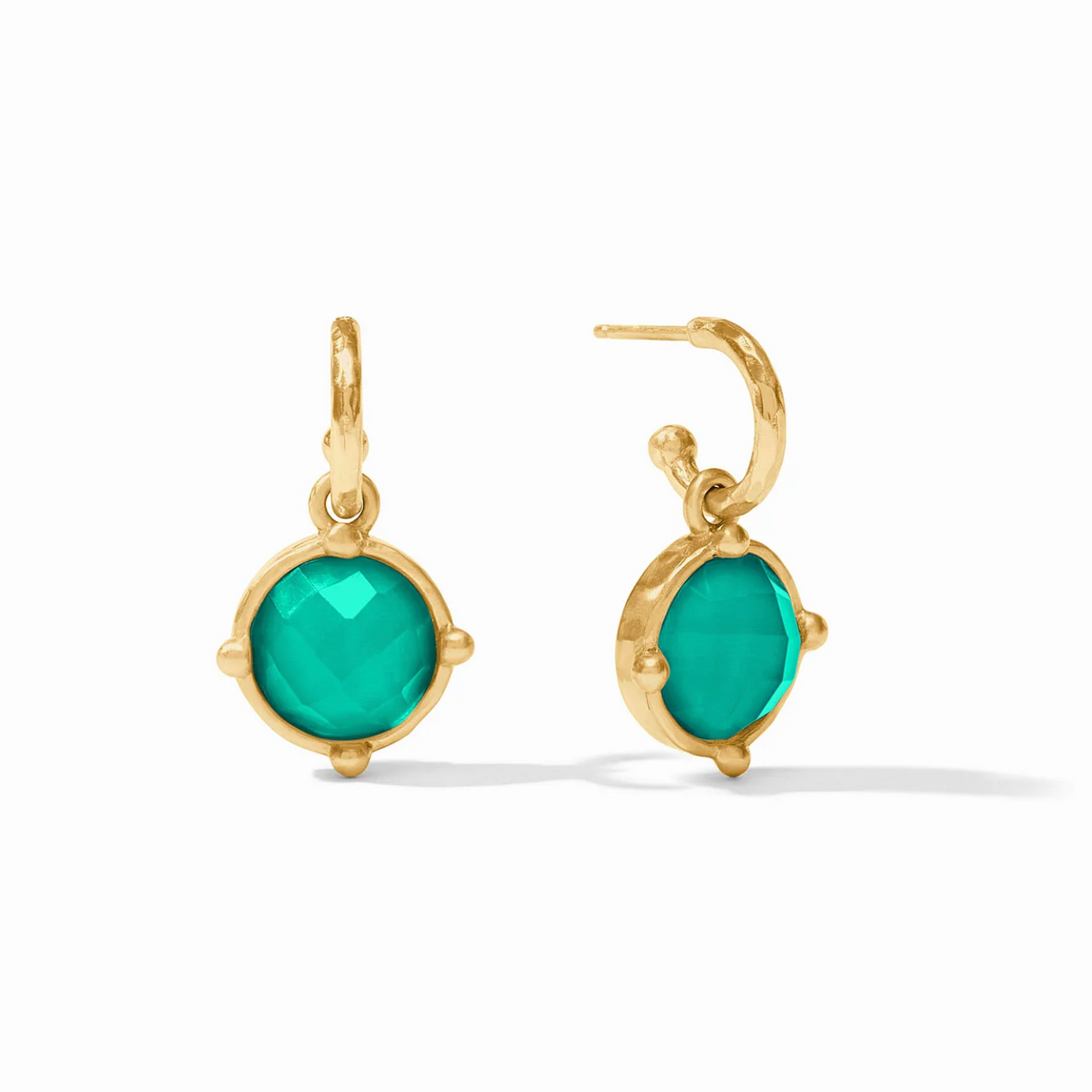 Julie Vos Honeybee Hoop & Charm Earring, Iridescent Emerald Green