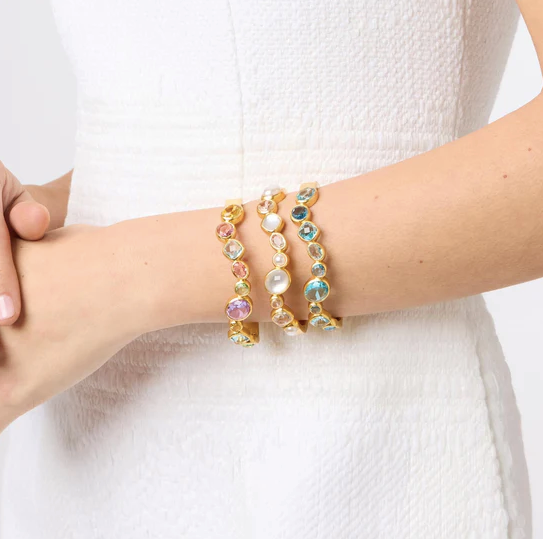 Julie Vos Kaleidoscope Hinge Bangle, Iridescent Clear Crystal