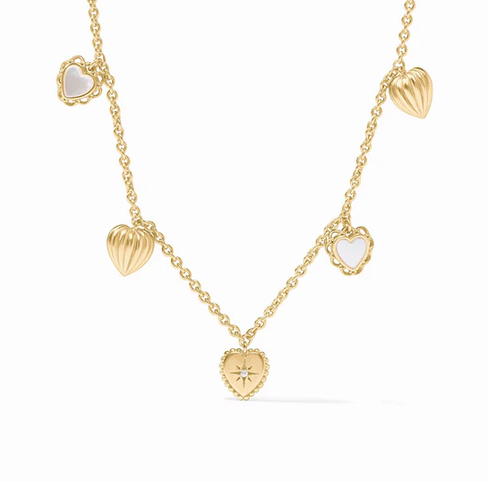 Julie Vos Heart Delicate Charm Necklace Mother of Pearl- SUMMER SALE