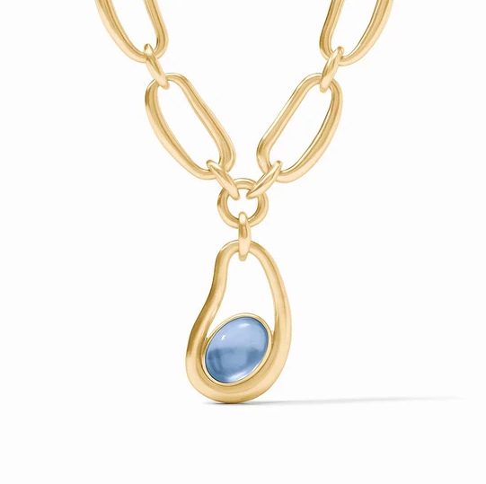 Julie Vos Wave Statement Necklace, Iridescent Chalcedony Blue