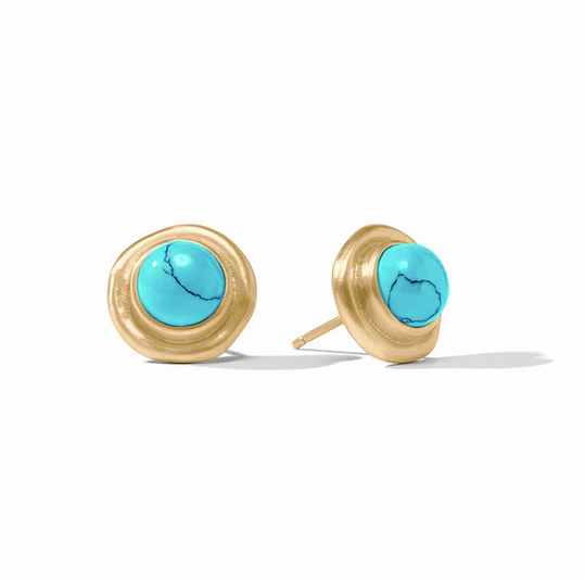 Julie Vos Wave Stone Stud, Turquoise Blue