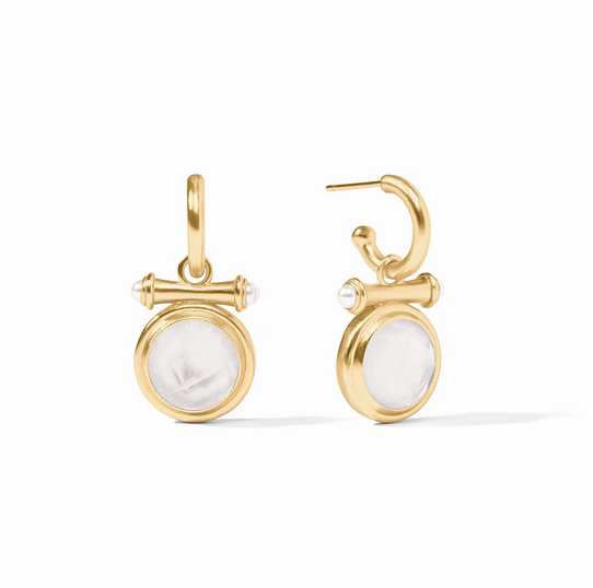 Julie Vos Bamboo Hoop & Charm Earring, Iridescent Clear Crystal