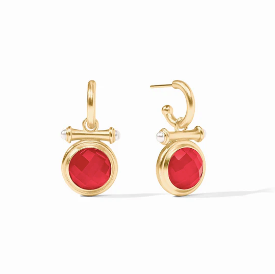 Julie Vos Bamboo Hoop & Charm Earring, Iridescent Strawberry