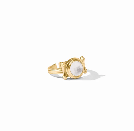 Julie Vos Bamboo Stone Ring, Iridescent Clear Crystal