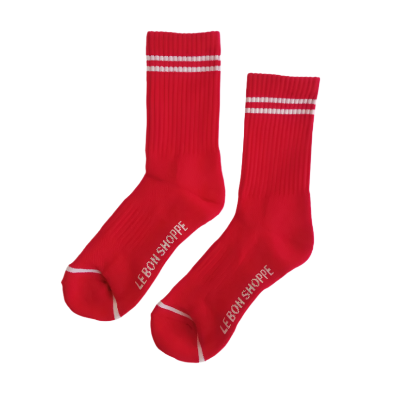 Le Bon Shoppe Red Boyfriend Socks