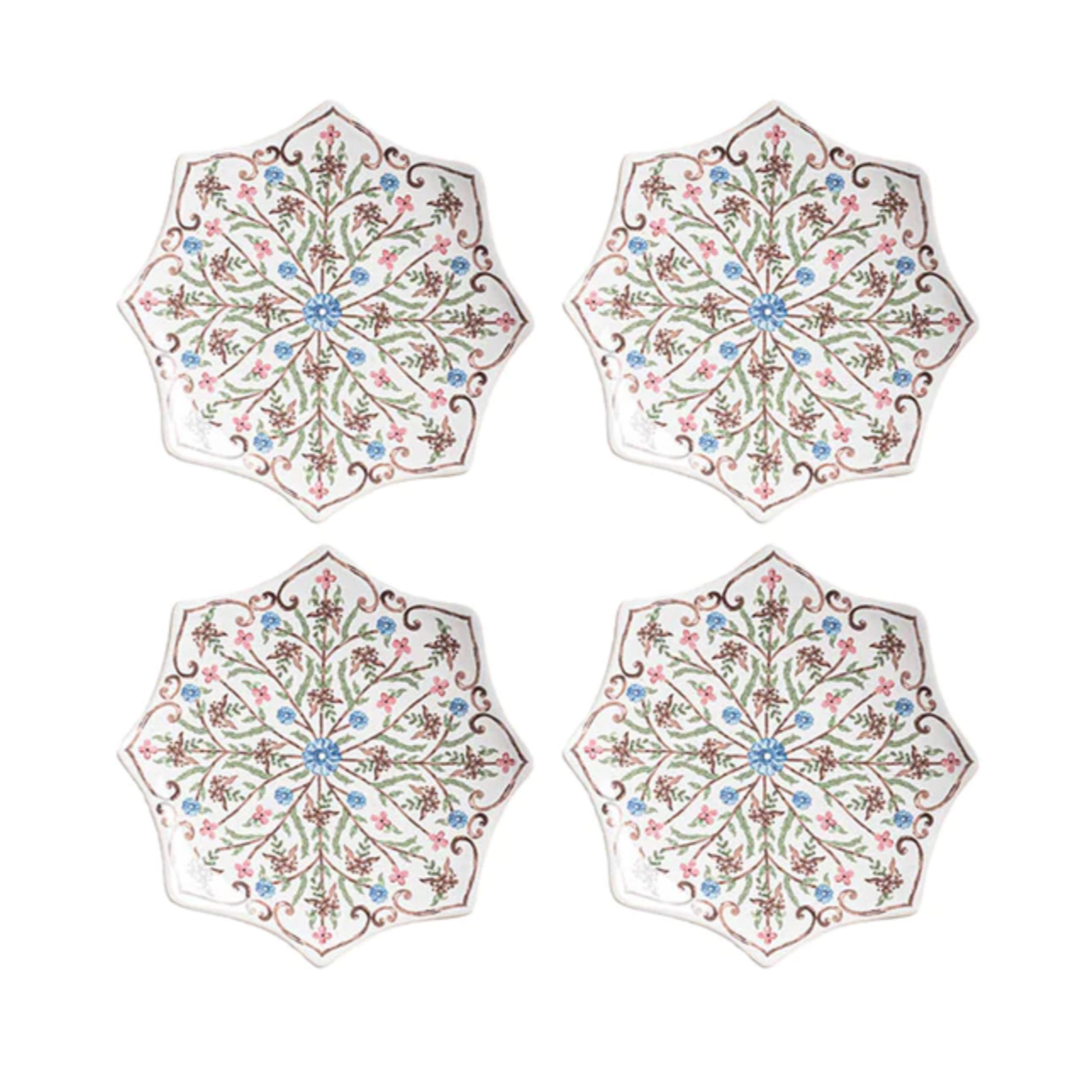 Juliska Villa Seville Scalloped Chambray Cocktail Plates Set/4