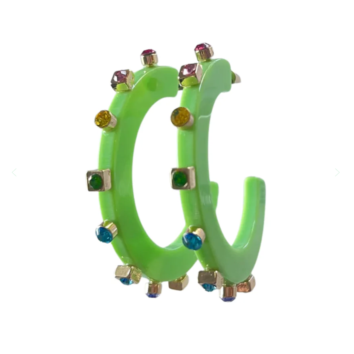 City Girl Jewel Small Hoop, Sea Foam Multi