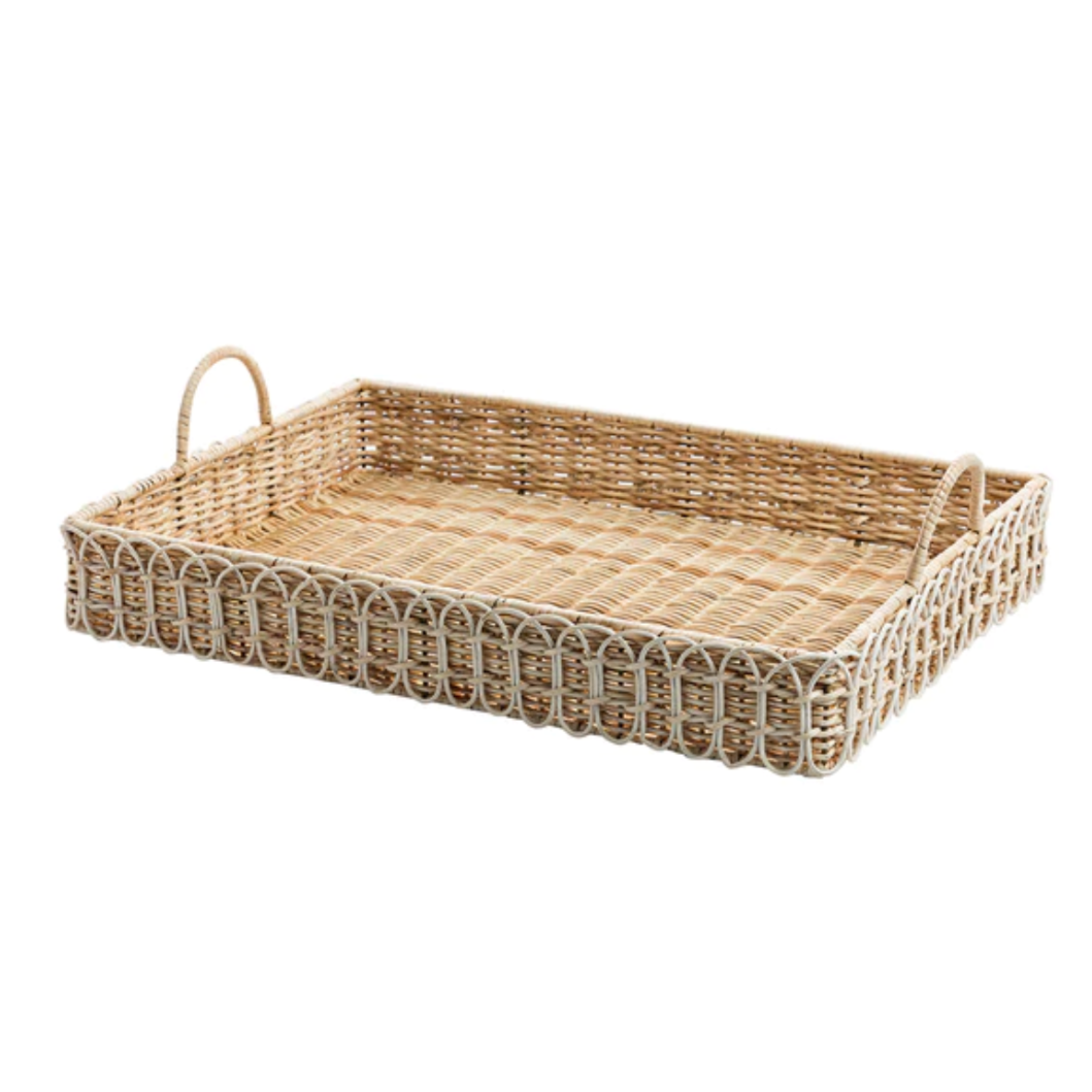 Juliska Provence Rattan Whitewash 22.5" Rectangular Tray