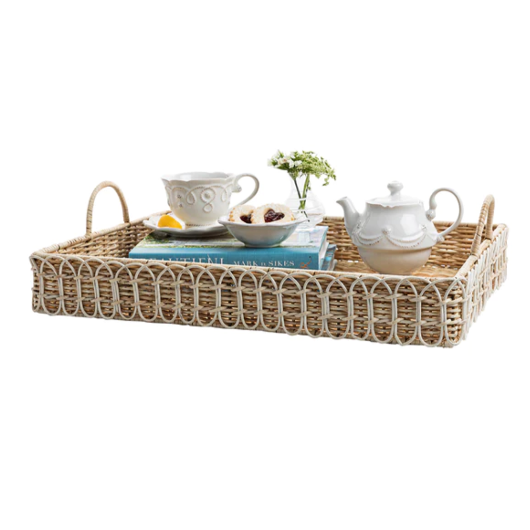 Juliska Provence Rattan Whitewash 22.5" Rectangular Tray