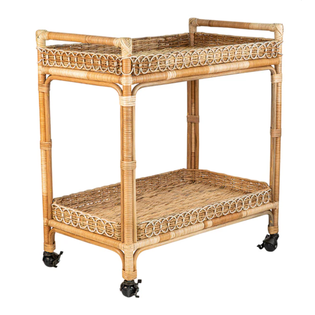 Juliska Provence Rattan Whitewash Bar Cart
