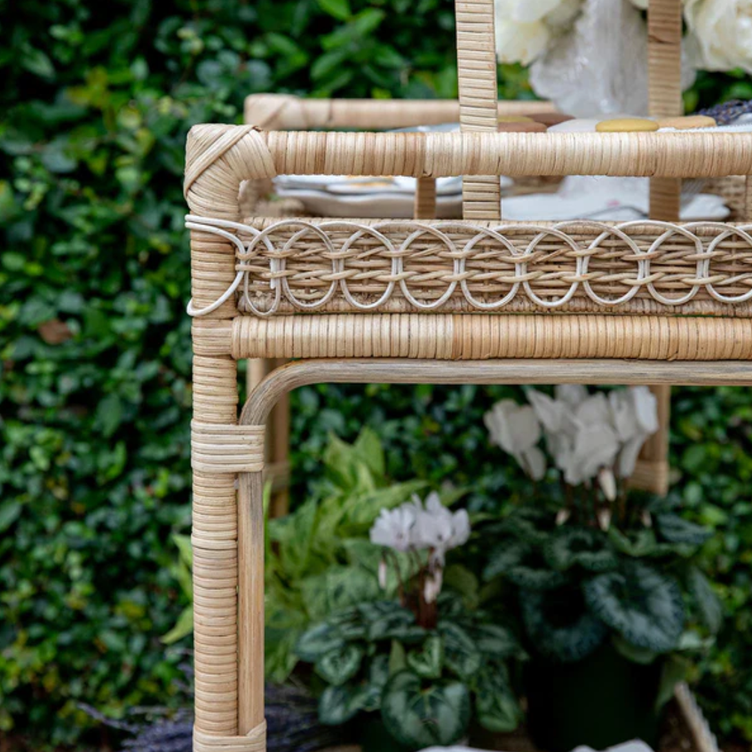 Juliska Provence Rattan Whitewash Bar Cart