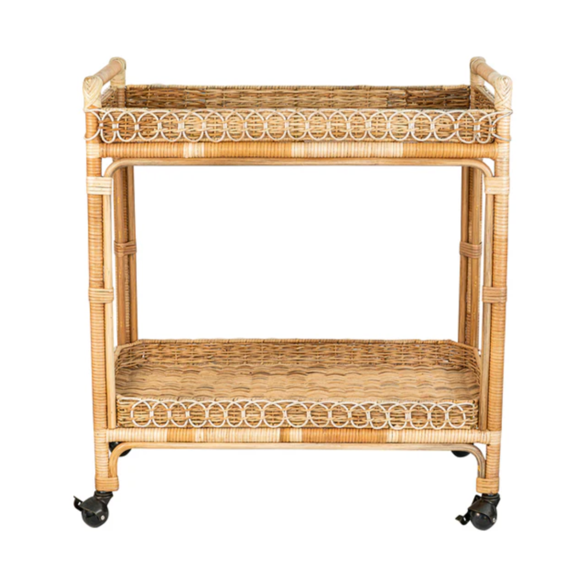 Juliska Provence Rattan Whitewash Bar Cart
