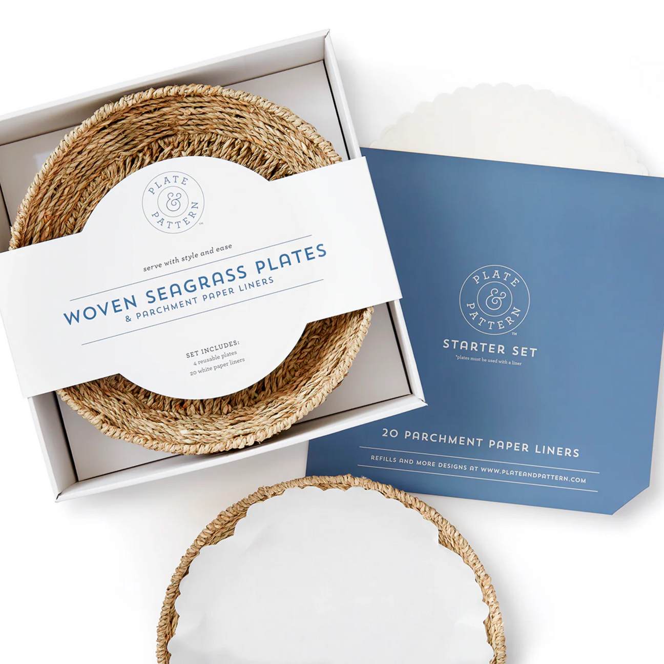 Woven Seagrass Plate & Parchment Paper Set