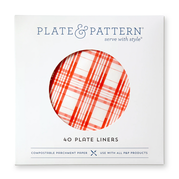 Parchment Plate Liners, Red Plaid
