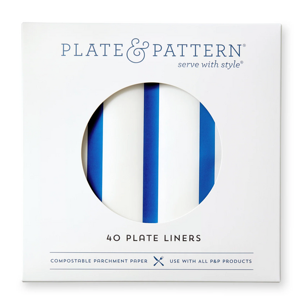 Parchment Plate Liners, Blue Stripe