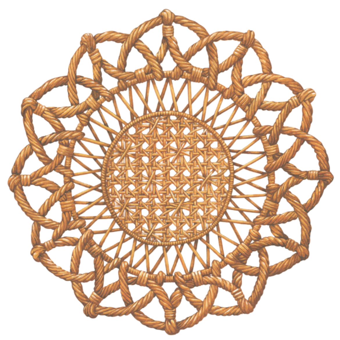 Die-Cut Rattan Weave Placemats, Set of 12