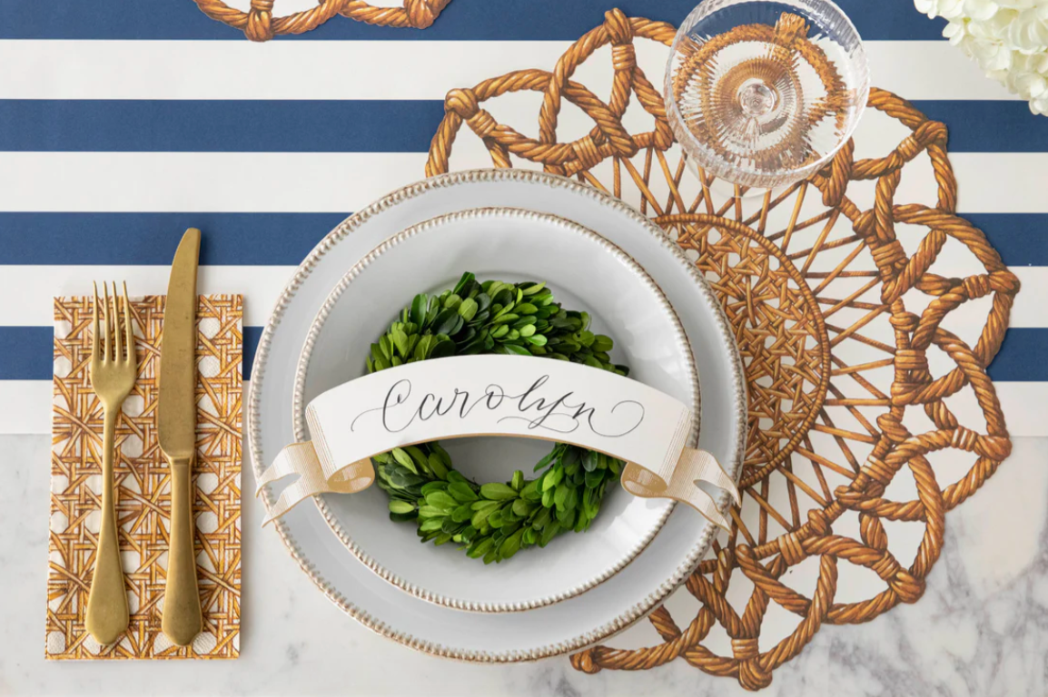 Die-Cut Rattan Weave Placemats, Set of 12