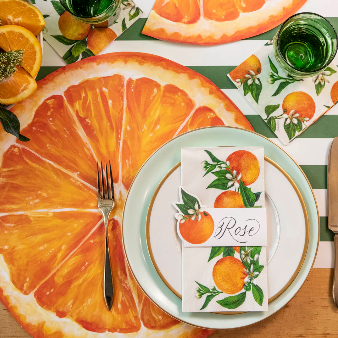 Orange Orchard Guest Paper Napkins, Set of 16