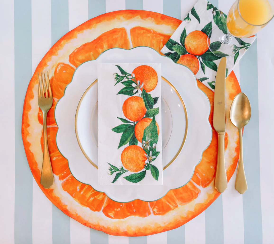 Orange Orchard Guest Paper Napkins, Set of 16