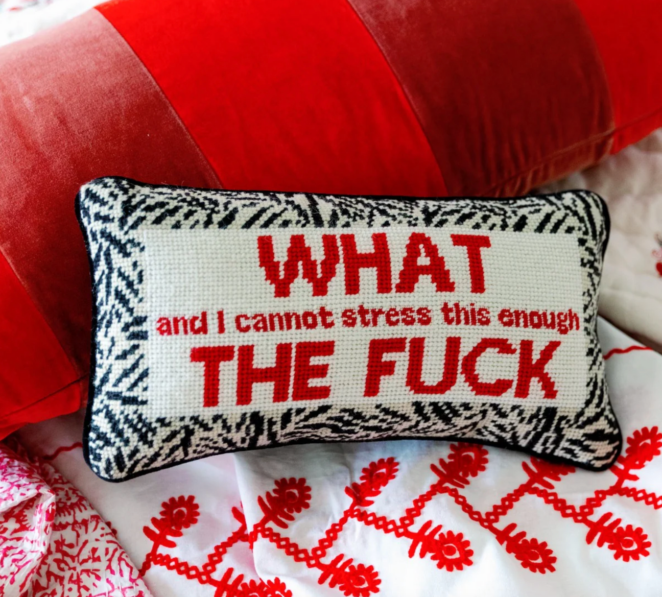 WTF Needlepoint Pillow