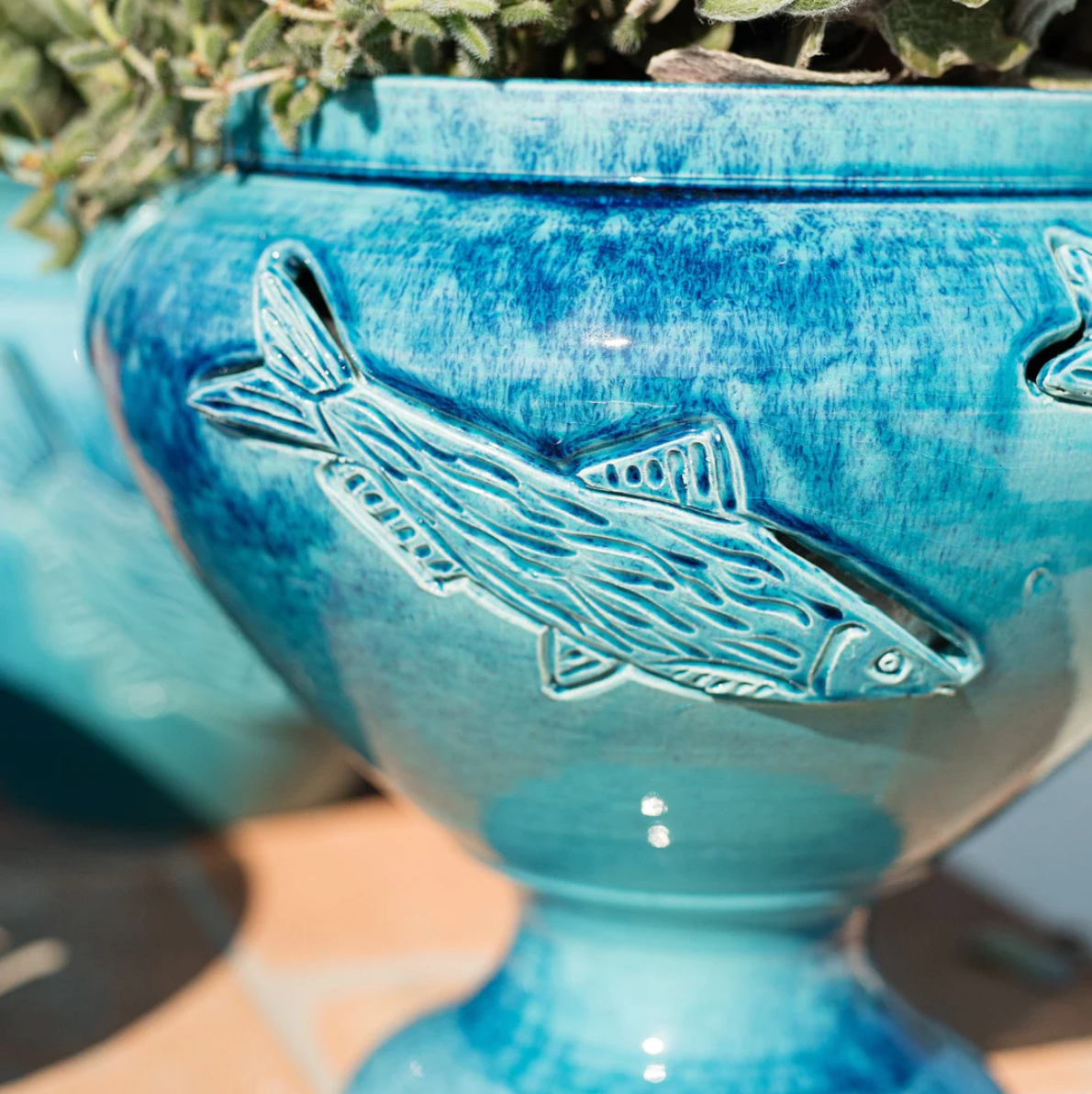 VIETRI Mediterranea Blue Footed Planter