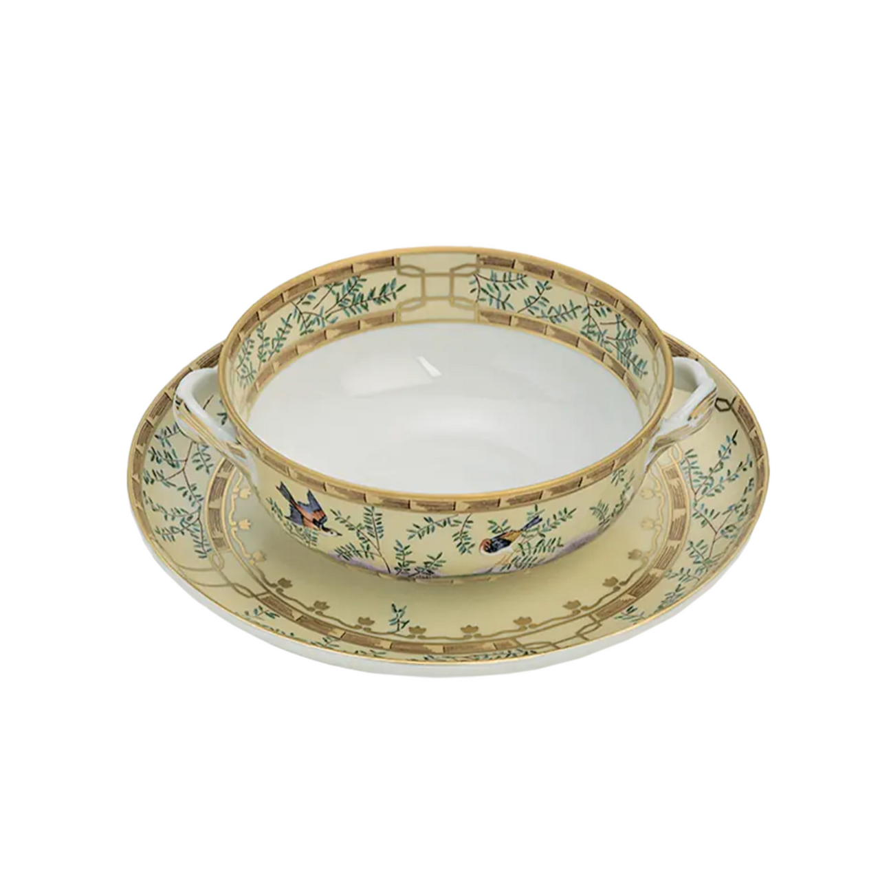Mottahedeh Ching Garden Cream Soup Cup & Saucer Set