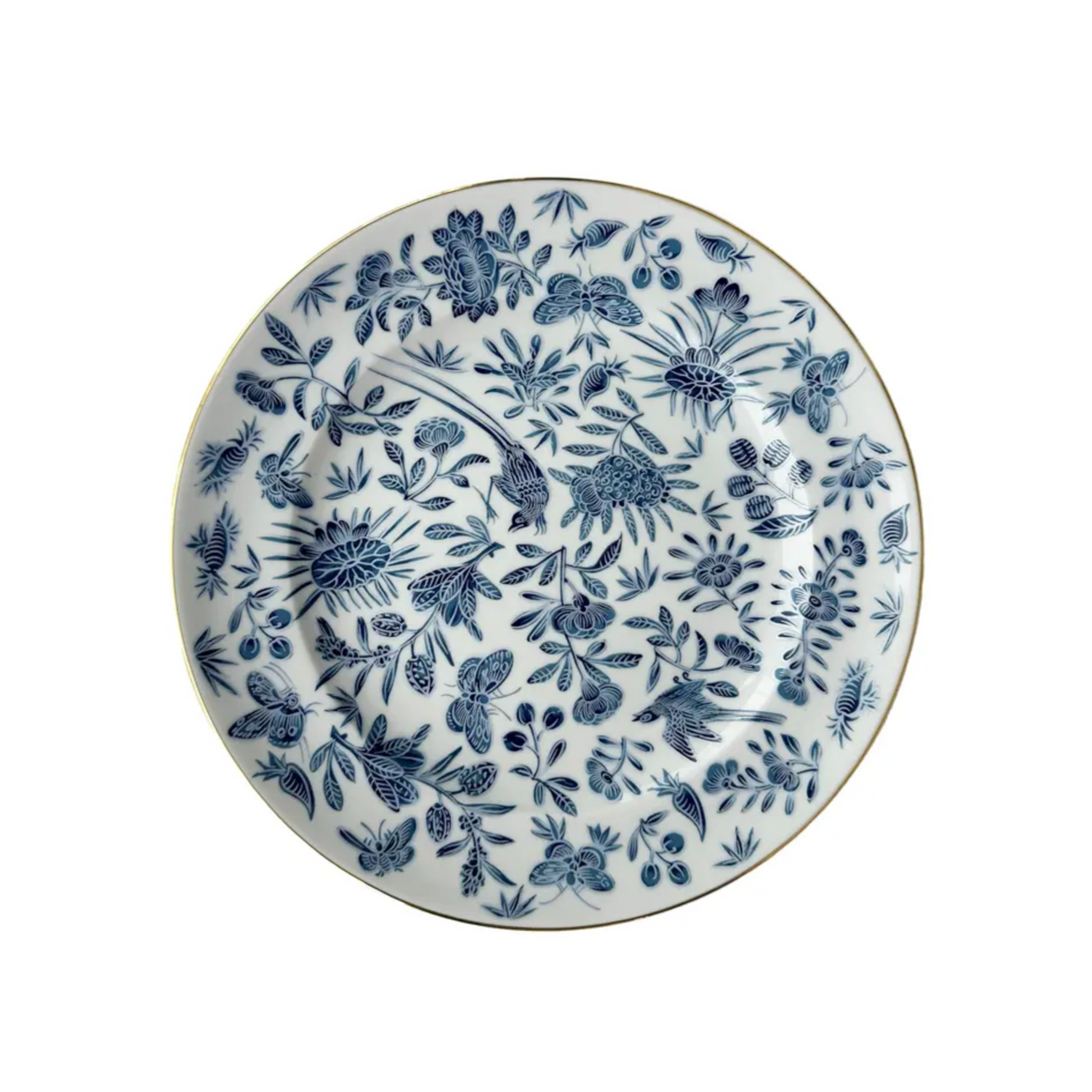 Mottahedeh Sacred Bird & Butterfly Blue Dessert Plate