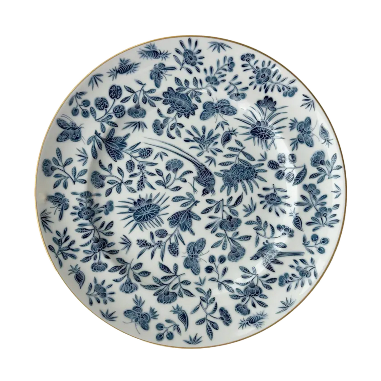 Mottahedeh Sacred Bird & Butterfly Blue Dinner Plate