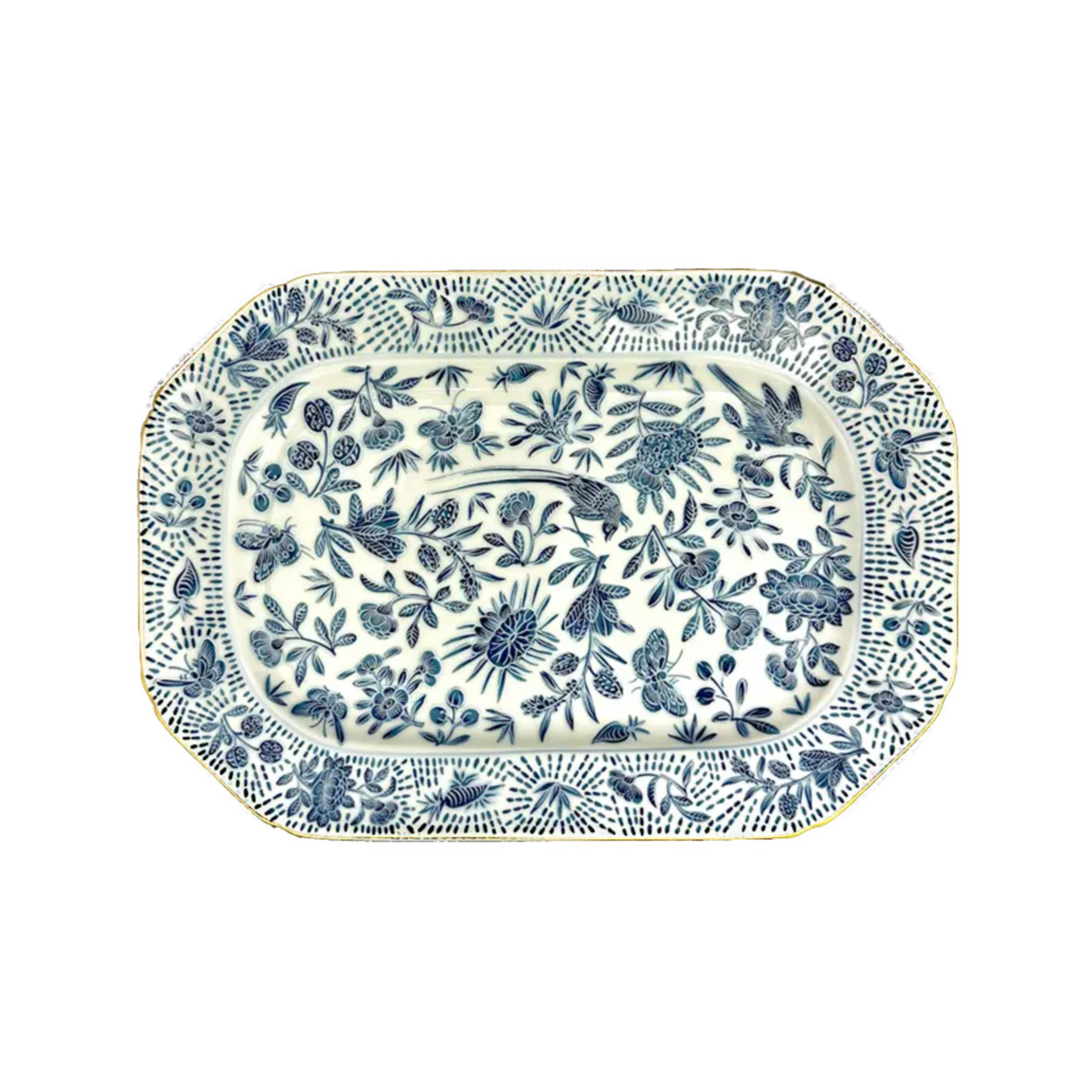 Mottahedeh Sacred Bird & Butterfly Blue Cookie Plate